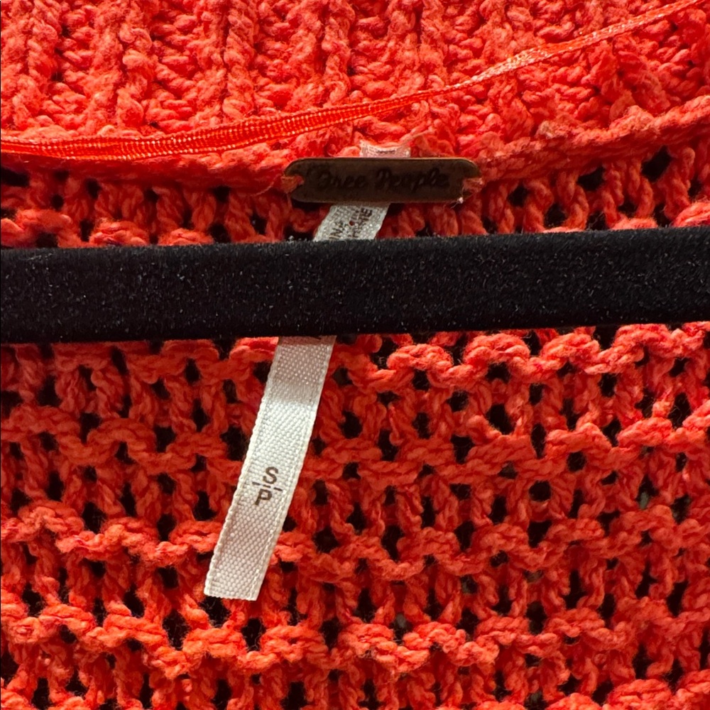 Free People Chunky V-Neck Sweater in Bright Red - Picture 2 of 4